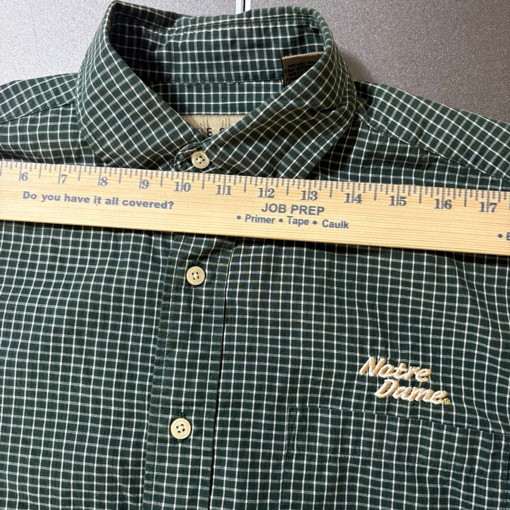 VTG Vesi Sportswear Notre Dame Mens Medium Green Check Cotton Button Down LS - Picture 5 of 10